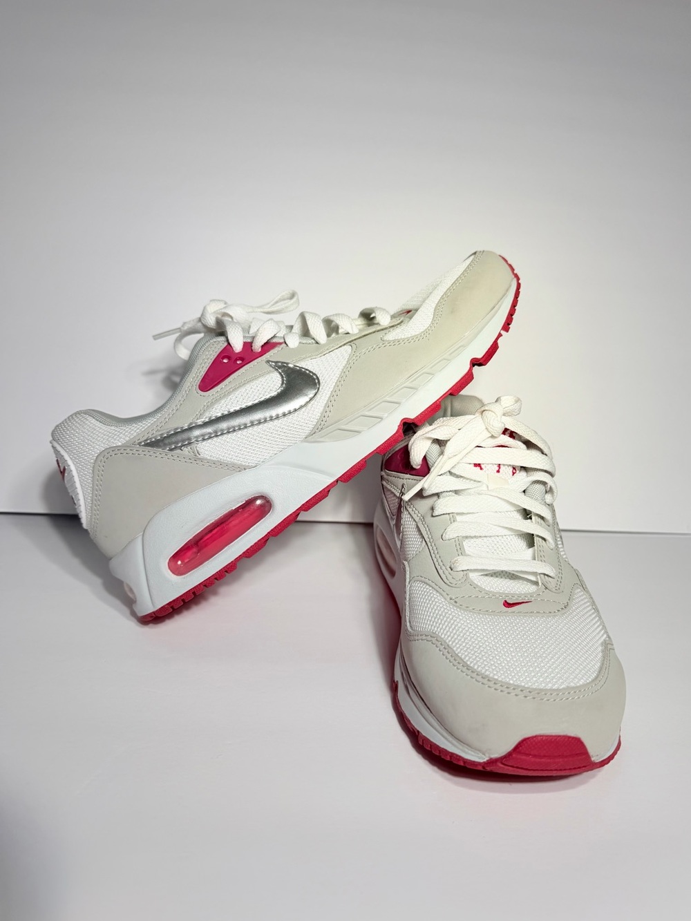 Nike Women’s Athletic Sneakers in White, Pink, and Silver